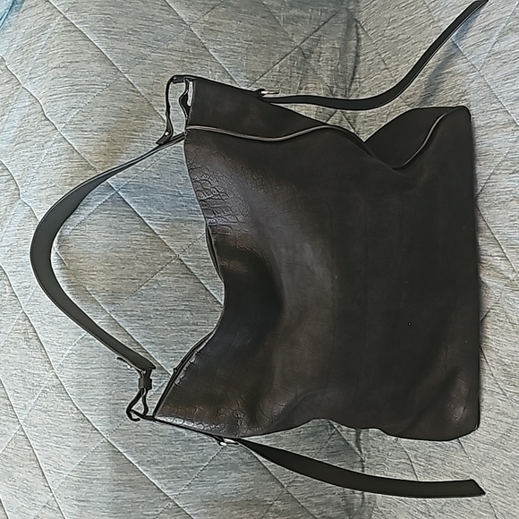 ALL SAINTS Leather Large Tote Shoulder Bag Black - Picture 1 of 13